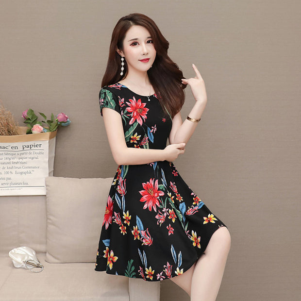 Short-sleeved Trapeze Dress For Women, Spring And Summer