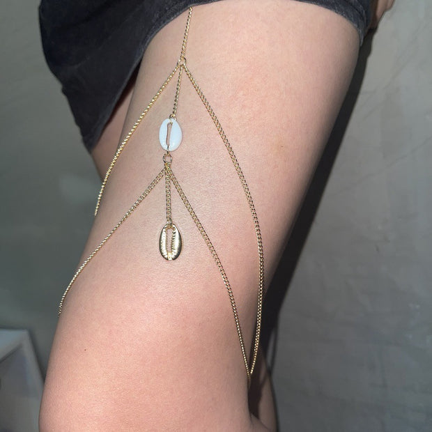 Female Shell Tassel Double Layer Thigh Chain Body Ornament