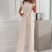 Commuter Waist Trimming Lace Up Jumpsuit High Waist Women