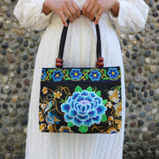 Ethnic Style Embroidered Handbag Wooden Bead Lace Bag