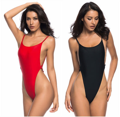 European And American Style One-piece Swimsuit Feminine Cover Belly Open Back Solid Color Bikini