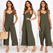Women's wide-leg strap casual pants