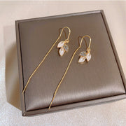 S925 Opal Leaf Earrings High Sense Niche