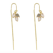 S925 Opal Leaf Earrings High Sense Niche