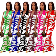 Backless Cardigan Printed Dress Women
