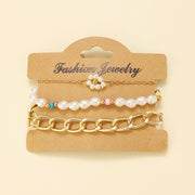Simple Cuban Thick Chain Pearl Flower Female