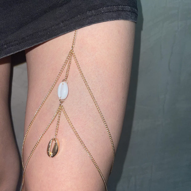 Female Shell Tassel Double Layer Thigh Chain Body Ornament