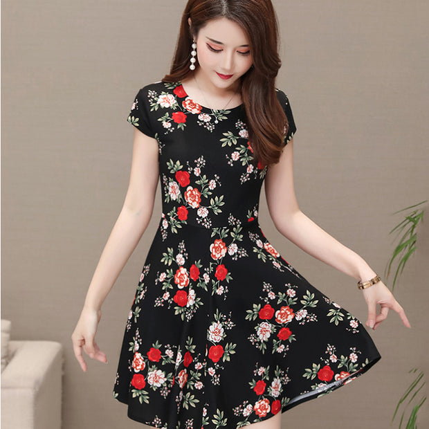 Short-sleeved Trapeze Dress For Women, Spring And Summer