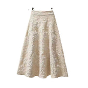 High Waist Hollow-out Floral Large Swing Umbrella Skirt