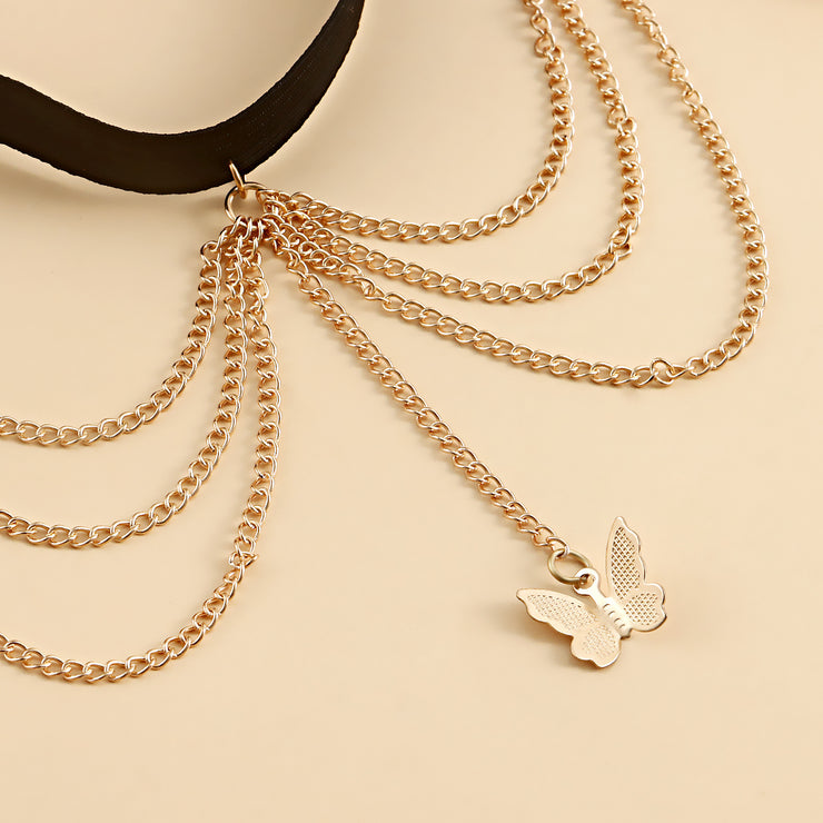 Multi Layered Butterfly Tassel Body Chain