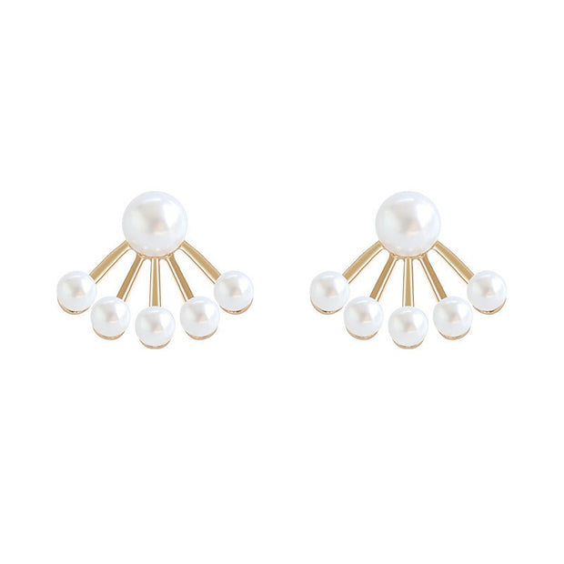 Pearl Personality And Fashion Fan Shaped Stud Earrings