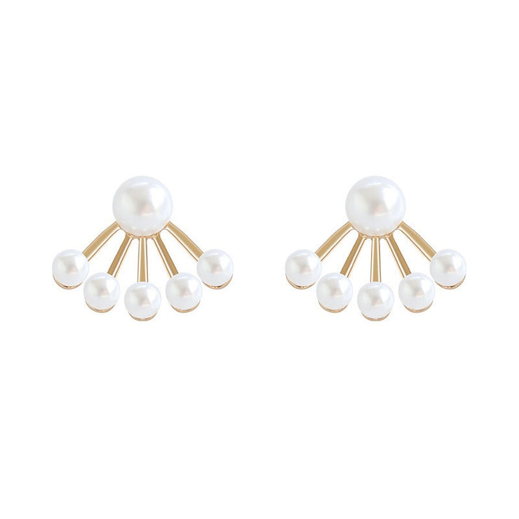 Pearl Personality And Fashion Fan Shaped Stud Earrings