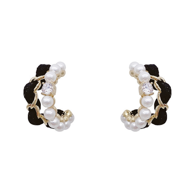Black Velvet Water Drop Ear Ring High-grade Metal Stud Earrings