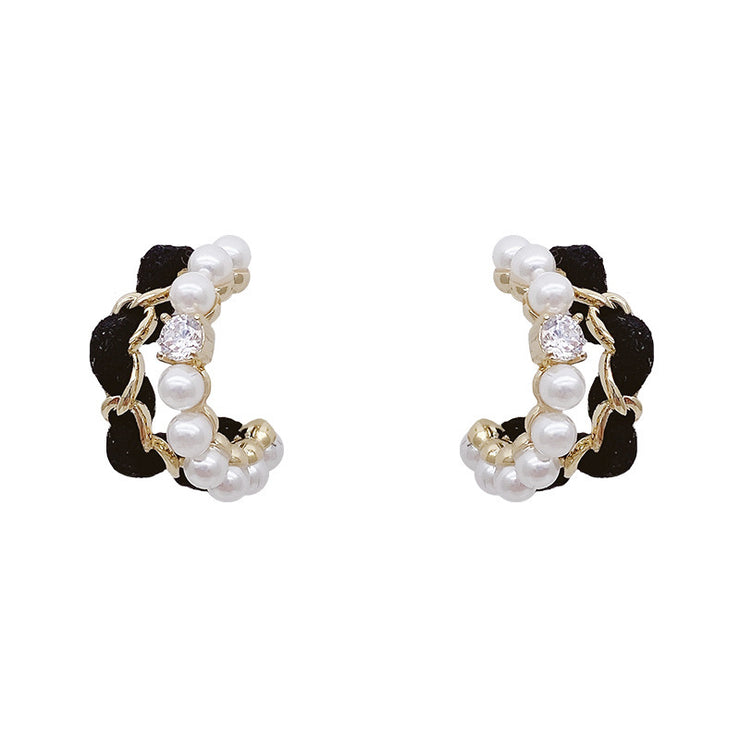 Black Velvet Water Drop Ear Ring High-grade Metal Stud Earrings