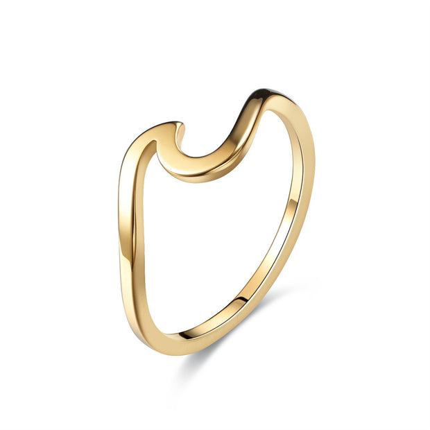 Women's Pure Color Wave Light Creative Design Titanium Steel Ring