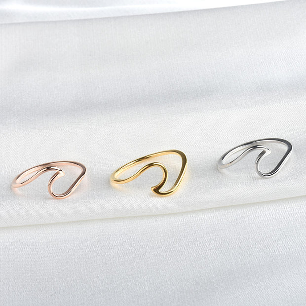 Women's Pure Color Wave Light Creative Design Titanium Steel Ring