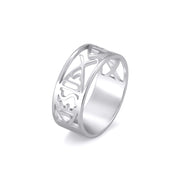 Titanium Steel Semi-hollow Men's And Women's Same Stainless Steel Ring