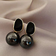 Vintage Oil Dripping Red Pearl Earrings For Women