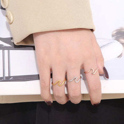 Women's Pure Color Wave Light Creative Design Titanium Steel Ring