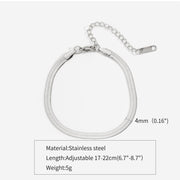 Simple Steel Peptide 18K Gold Plating Chain Like Flat Snake Bracelet