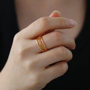 Titanium Steel Semi-hollow Men's And Women's Same Stainless Steel Ring