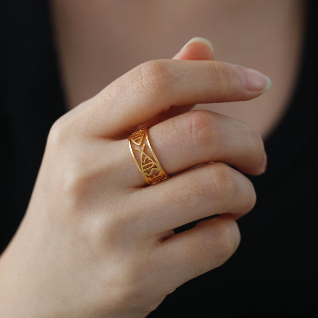 Titanium Steel Semi-hollow Men's And Women's Same Stainless Steel Ring