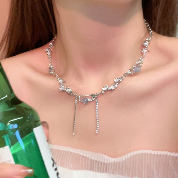 White Moonlight Zircon Clavicle Chain Female High-grade Sweet Cool