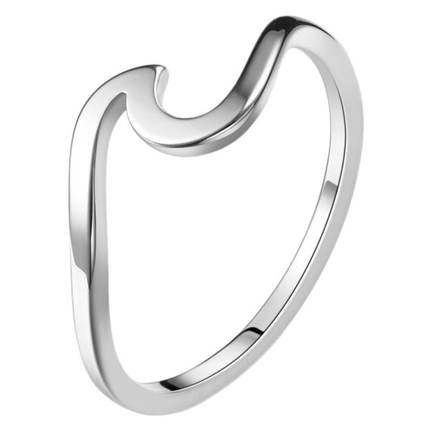 Women's Pure Color Wave Light Creative Design Titanium Steel Ring