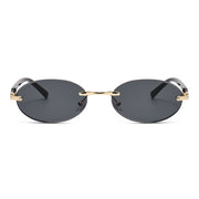 Trimming Oval Frame Sunglasses Frameless Hot Girl Sunglasses