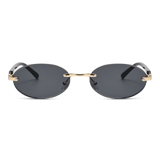 Trimming Oval Frame Sunglasses Frameless Hot Girl Sunglasses