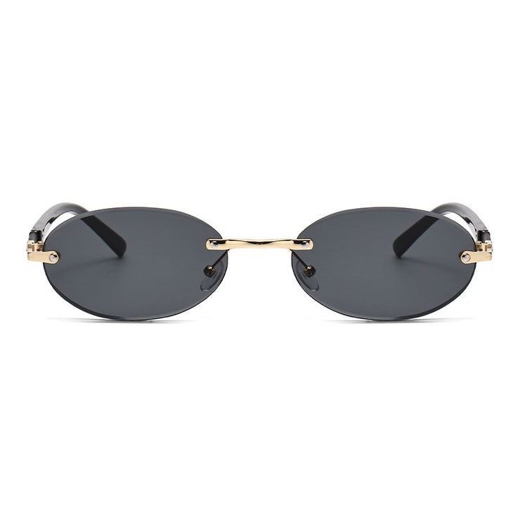 Trimming Oval Frame Sunglasses Frameless Hot Girl Sunglasses