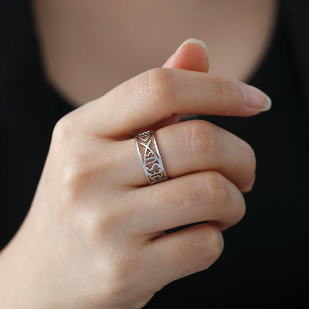 Titanium Steel Semi-hollow Men's And Women's Same Stainless Steel Ring