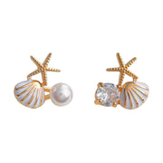 Pearl Personality And Fashion Fan Shaped Stud Earrings