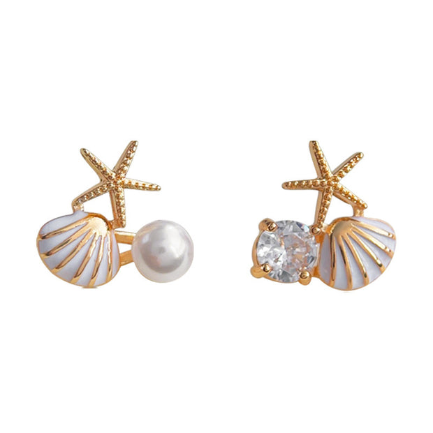Pearl Personality And Fashion Fan Shaped Stud Earrings