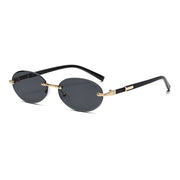 Trimming Oval Frame Sunglasses Frameless Hot Girl Sunglasses