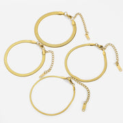 Simple Steel Peptide 18K Gold Plating Chain Like Flat Snake Bracelet