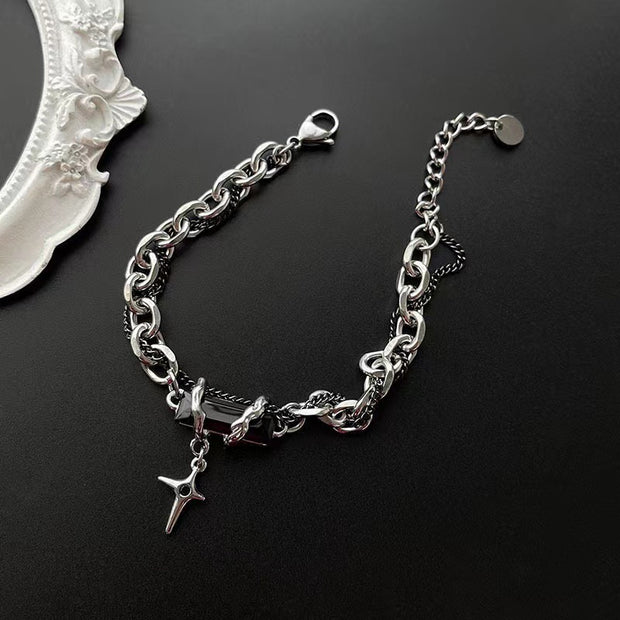 Black Diamond Star Body Winding Bracelet For Men