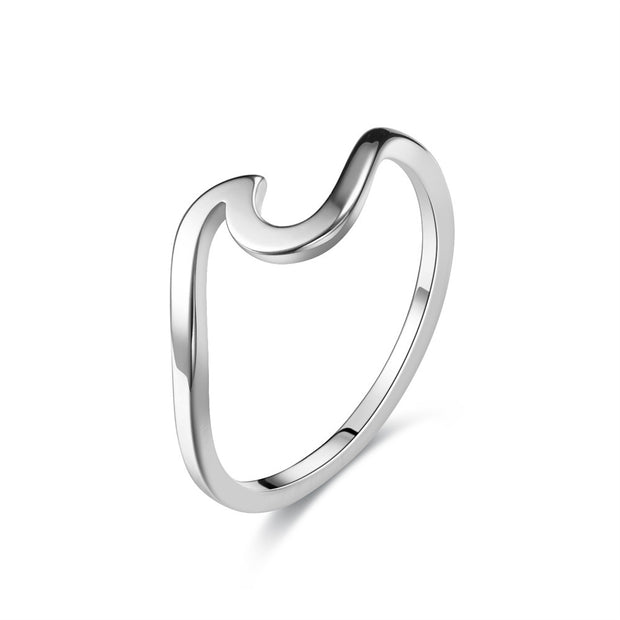 Women's Pure Color Wave Light Creative Design Titanium Steel Ring