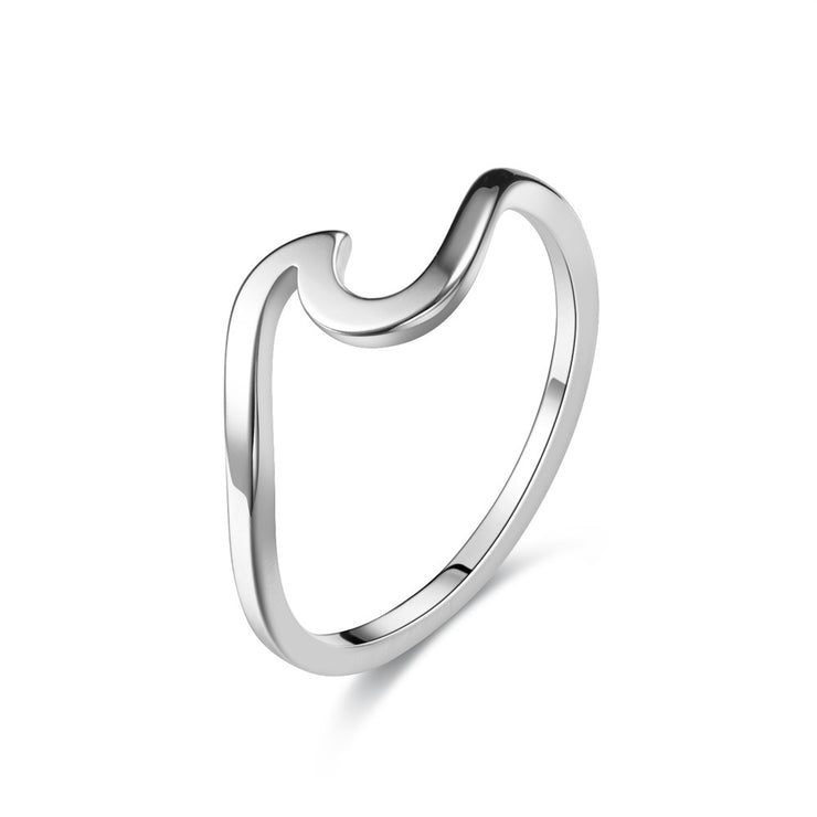 Women's Pure Color Wave Light Creative Design Titanium Steel Ring