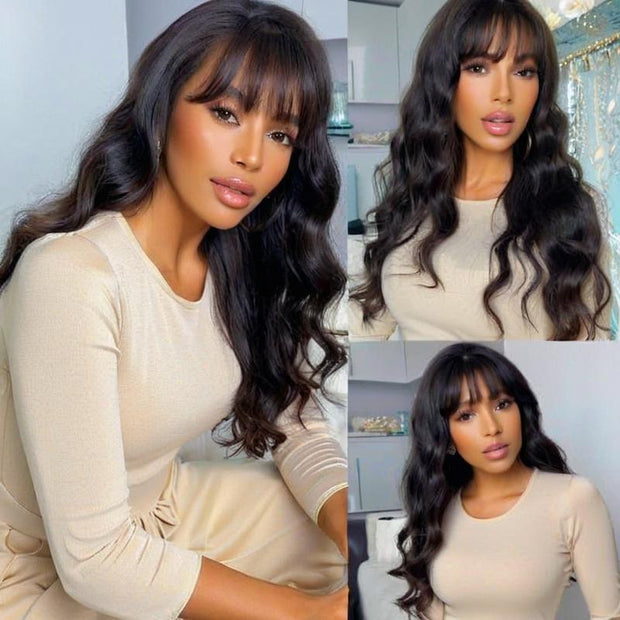 Wig Female Long Curly Hair Big Wave Air Bangs Simulation Whole Head Cover