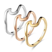 Women's Pure Color Wave Light Creative Design Titanium Steel Ring