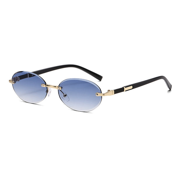 Trimming Oval Frame Sunglasses Frameless Hot Girl Sunglasses