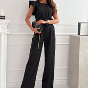 Commuter Waist Trimming Lace Up Jumpsuit High Waist Women