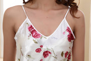 Sexy Sling Ice Silk Pajamas Ladies Two Piece Roses
