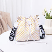 Printed Bucket Bag PU Multi Layer Soft Leather Women's Fashion Simple Shoulder Bag Fashion Women's Crossbody Bag
